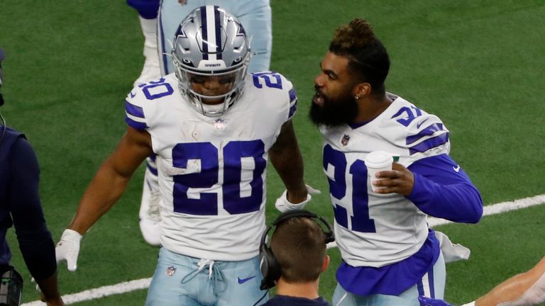 Tony Pollard (L) could be set for an increased workload on Thanksgiving in the absence of Ezekiel Elliott (R)