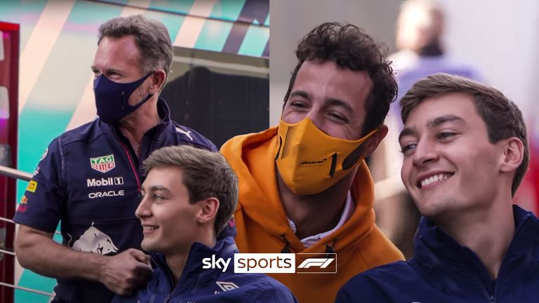 George Russell s'assoit avec Jenson Button pour parler de ses premières expériences en F1 et en dehors après son premier podium à Spa et est également rejoint par des invités inattendus.