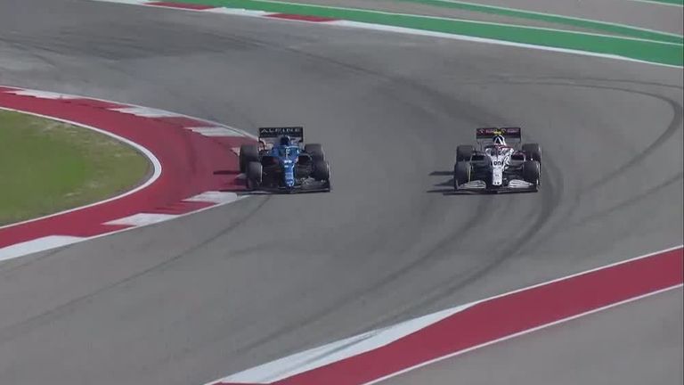 Antonio Giovinazzi and Fernando Alonso engaged in an entertaining scrap, with the Alpine driver coming out on top