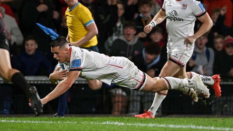 James Hume dives over to score Ulster's second try
