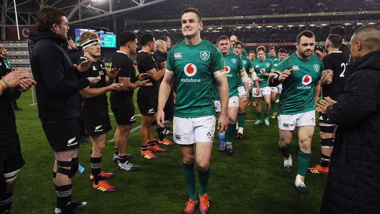 Sexton and his Ireland team-mates accept the plaudits after their first win over the All Blacks on home soil