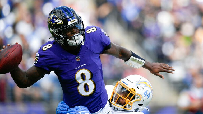 Baltimore Ravens WR Devin Duvernay (13) in action during a game against the  Los Angeles Chargers at M&T Bank Stadium in Baltimore, Maryland on October  17, 2021. Photo/ Mike Buscher/Cal Sport Media