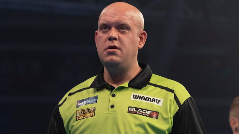 Michael van Gerwen was among a number of seeded players dumped out of the World Grand Prix on Monday night