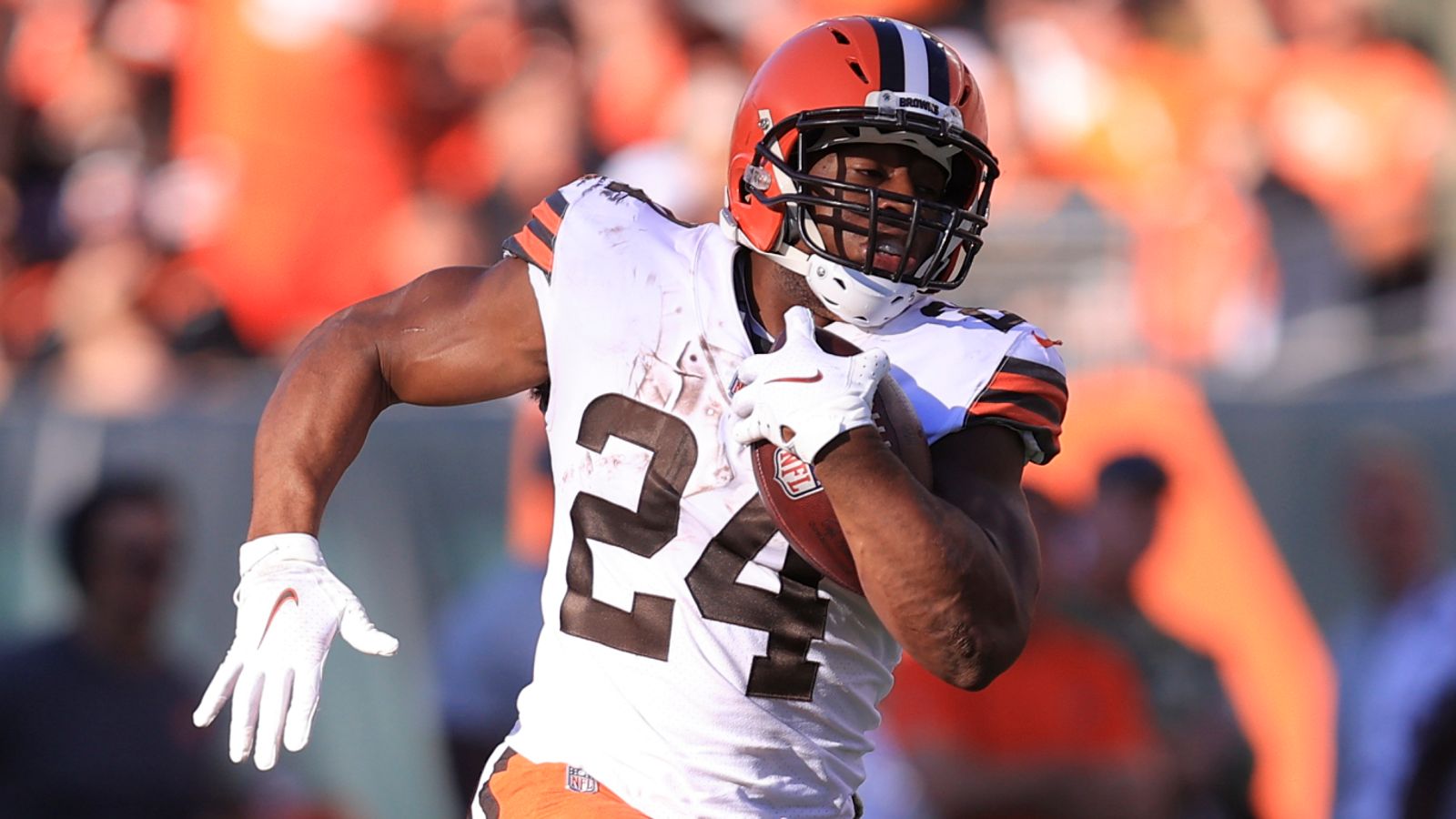 Nick Chubb Cleveland Browns Autographed Game-Used #24 White Jersey vs.  Houston Texans on December 4, 2022 with GU 12-4-22 VS. HOU Inscription