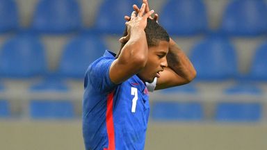 Rhian Brewster reacts to his missed chance in the first half