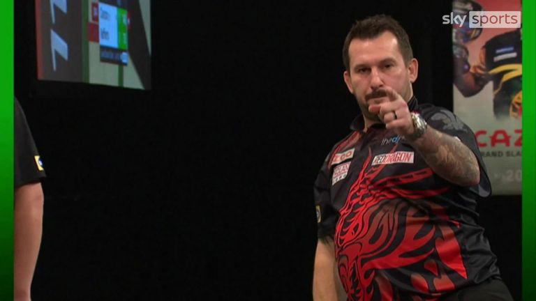 Jonny Clayton is off to a flying start in his match with Nathan Rafferty, winning the opening leg with a 148 checkout