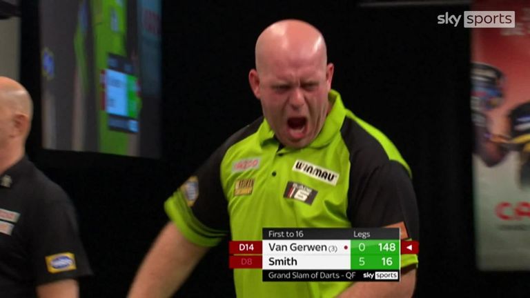 Van Gerwen's century of three-figure finishes wasn't enough to inspire a comeback in quarter-final defeat to Smith