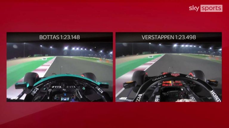Paul di Resta compares the fastest laps of Valtteri Bottas and Max Verstappen during second practice ahead of the Qatar GP.