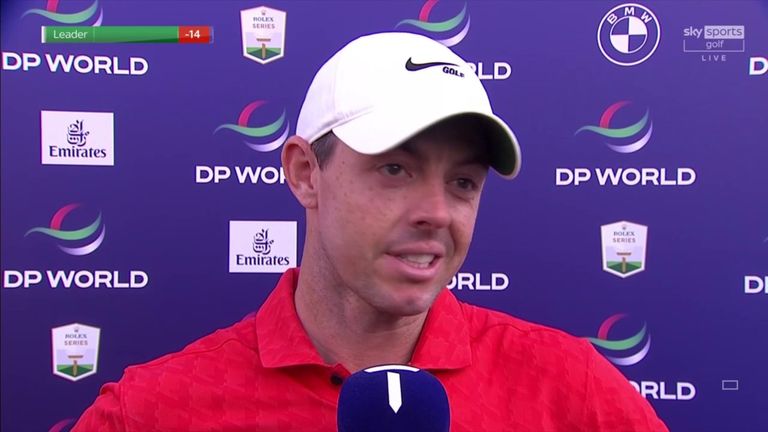 Rory McIlroy discusses his hopes of becoming the first three-time winner of the DP World Tour Championship after taking a one-shot lead into the final day