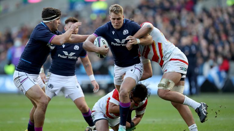  Duhan van der Merwe in action for Scotland