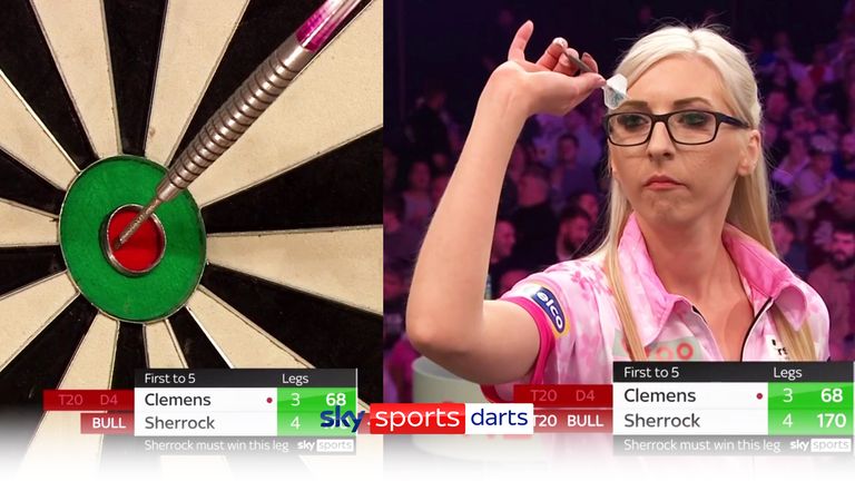 Fallon Sherrock made Grand Slam of Darts history after beating Gabriel Clemens with a sensational 170 finish to become the first wife to qualify for    the knockout stages of the event
