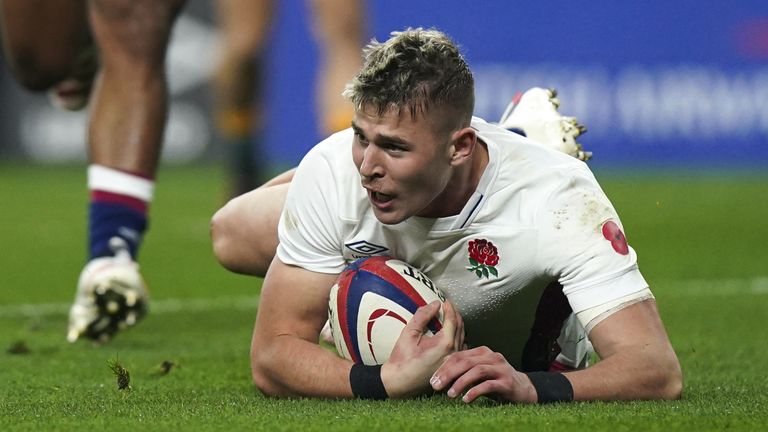 Freddie Steward capped a man-of-the-match display with his first England try