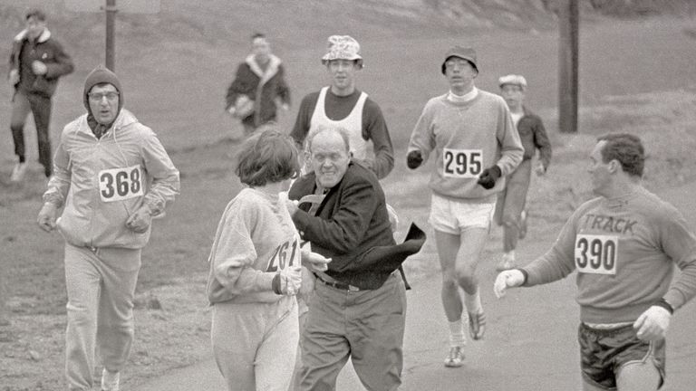 The rule that no women shall run in the Boston Athletic Association (BAA) Marathon was in place when Switzer ran in 1967