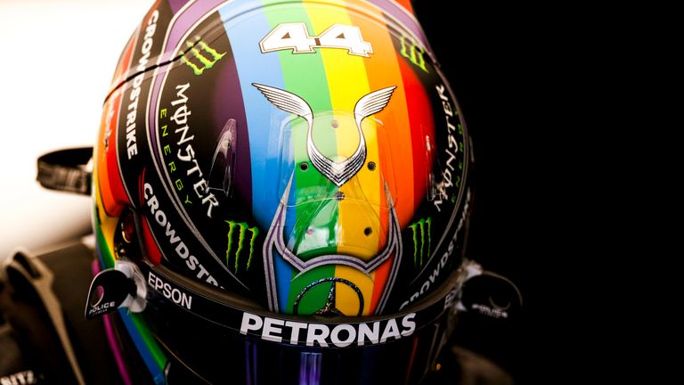 Lewis Hamilton wears rainbow-coloured helmet at Qatar Grand Prix practice