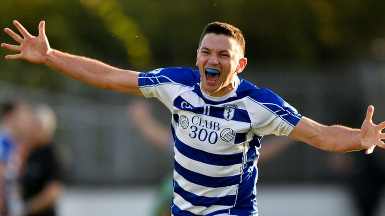 Eamonn Callaghan celebrates Naas' first county football title since 1990