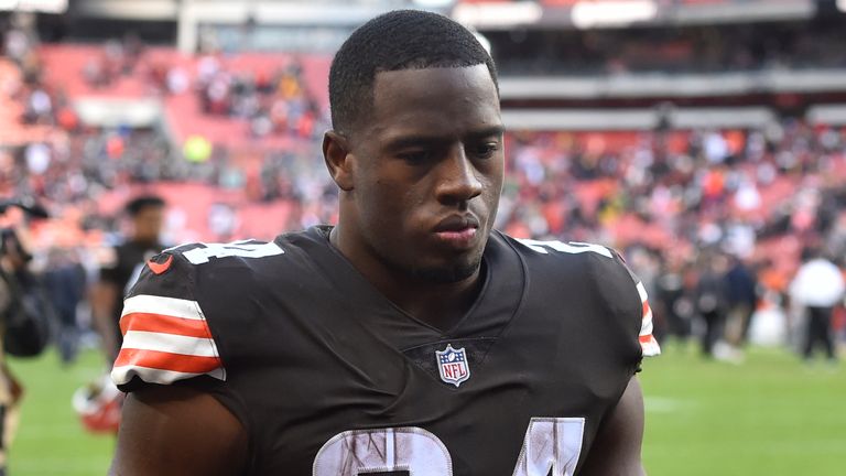 Nick Chubb has tested positive for Covid-19 and is now questionable for Sunday's game against the New England Patriots