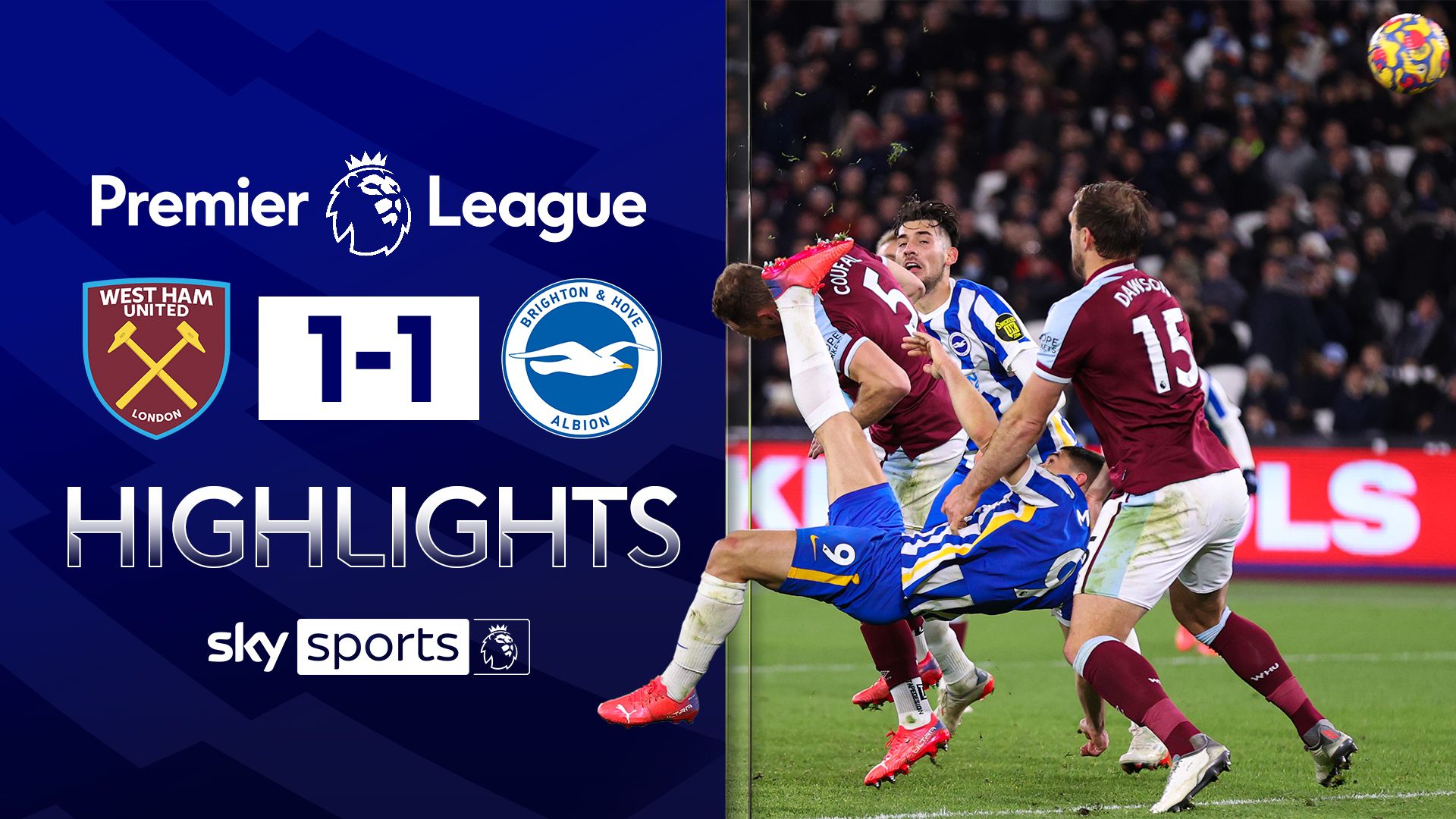 Maupay's stunning equaliser denies West Ham