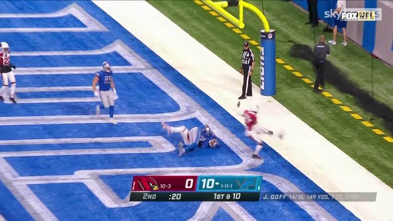 Jared Goff picks out Josh Reynolds with pinpoint accuracy for a touchdown in the Detroit Lions' shock win over the Arizona Cardinals 