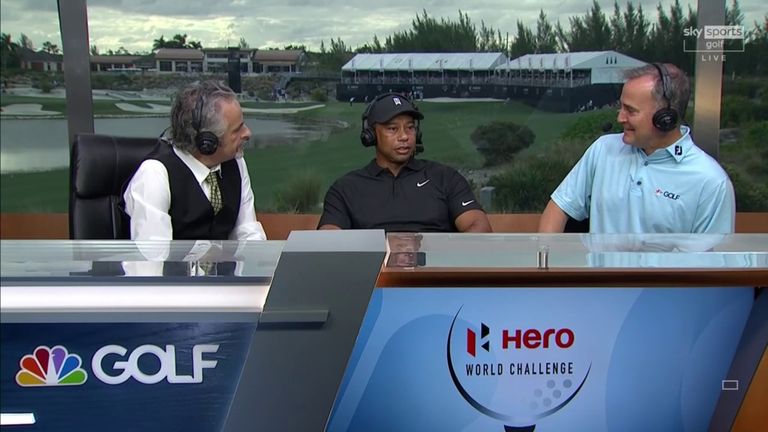 Tiger Woods discute de l'expérience de frapper les pilotes sur la plage au Hero World Challenge et de son rétablissement après une blessure. 