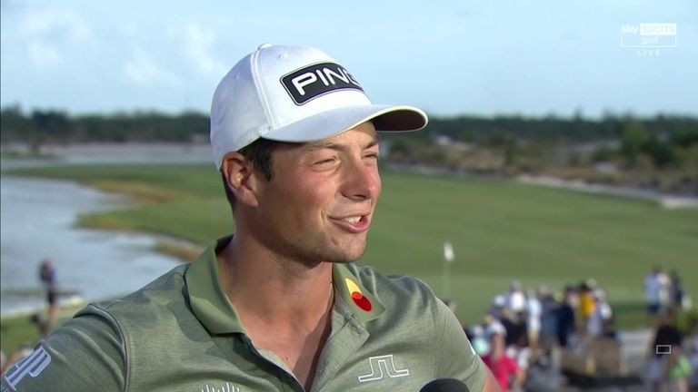 Viktor Hovland reflects on securing a dramatic victory at the Hero World Challenge, hosted by Tiger Woods in the Bahamas, having started the day six behind