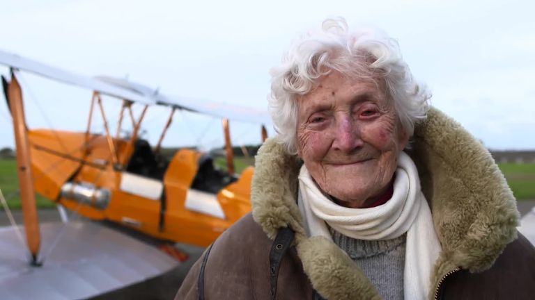 Eileen Ash, who has passed away at the age of 110, celebrated her 106th birthday in 2017 by taking to the skies in a Tiger Moth
