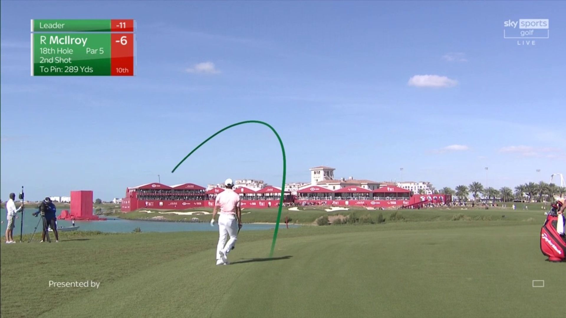 McIlroy's snap hook into the hazard!