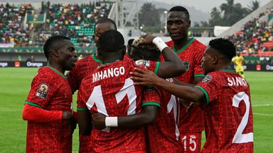 Malawi striker Frank Mhango, making his first start in the Africa Cup of Nations finals, netted both of his side