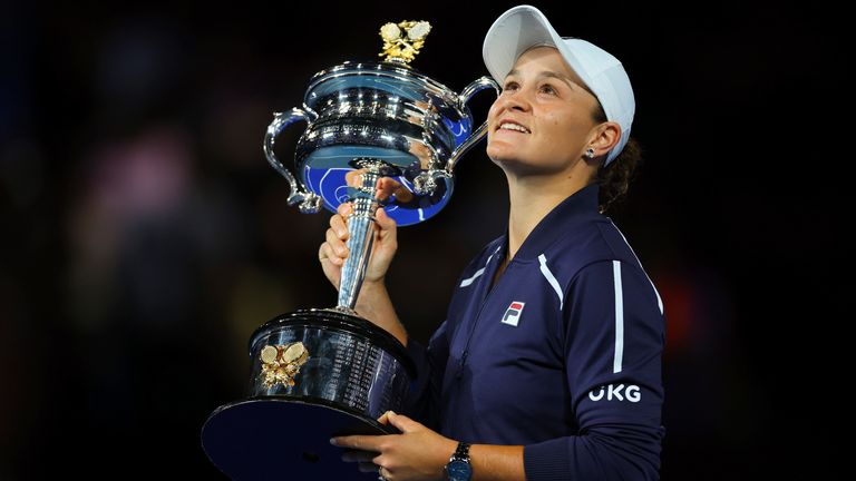 Barty celebrated winning the Australian Open in January