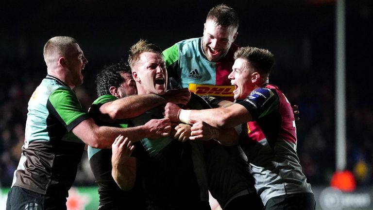 Alex Dombrandt's controversial late try saw Harlequins beat Castres on Friday night 