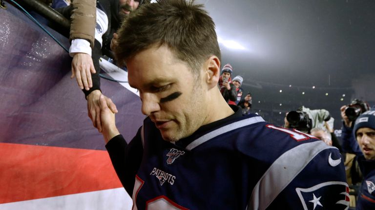 Brady walks off the field at Foxborough for the final time as a Patriot after New England's Wild Card defeat to the Tennessee Titans in 2020