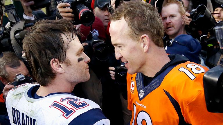 Brady and Peyton Manning met for the final time on the football field in the AFC Championship game in 2016
