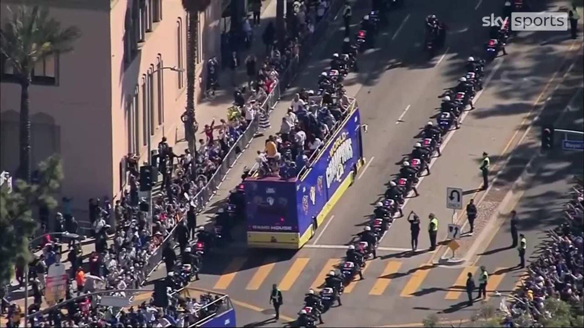 LA Rams celebrate with victory parade