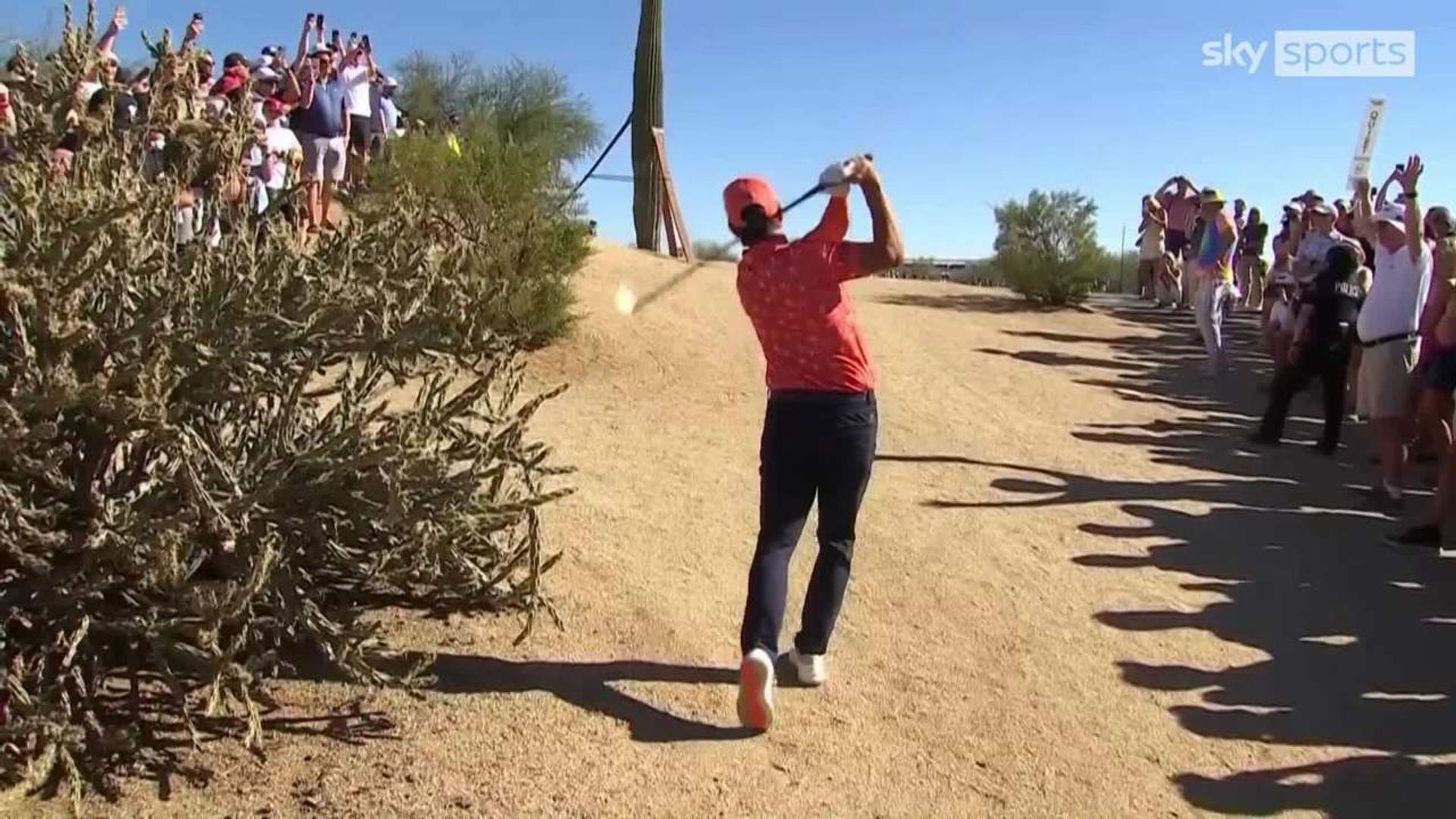 Fowler plays left-handed out the sand