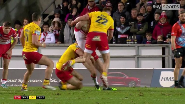 Dylan Napa was given his marching orders for a high tackle on Mark Percival as tempers threatened to boil over