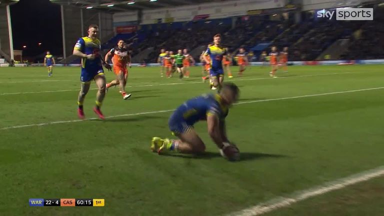 Peter Mata'utia scores his first Warrington try against his former club Castleford