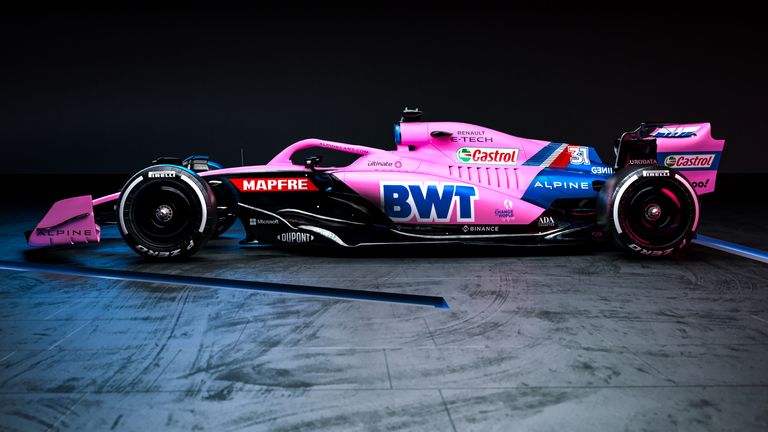 The 'flipped' pink car Alpine will use for the first two races of the season