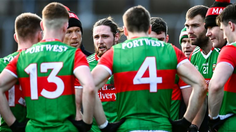 Pádraig O'Hora speaks to his team-mates during the away win over Monaghan