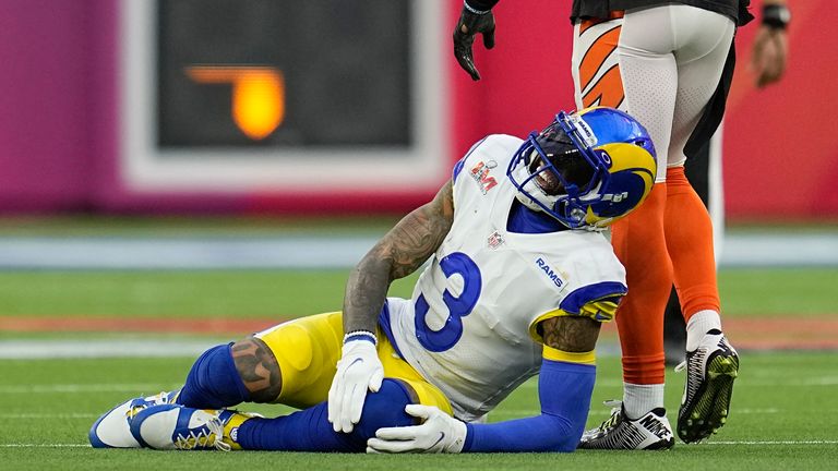 Odell Beckham Jr injured his ACL during the Los Angeles Rams' Super Bowl win in February