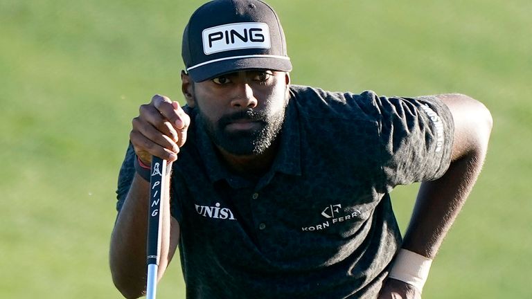 Sahith Theegala held the lead with two holes remaining of his opening round at the WM Phoenix Open