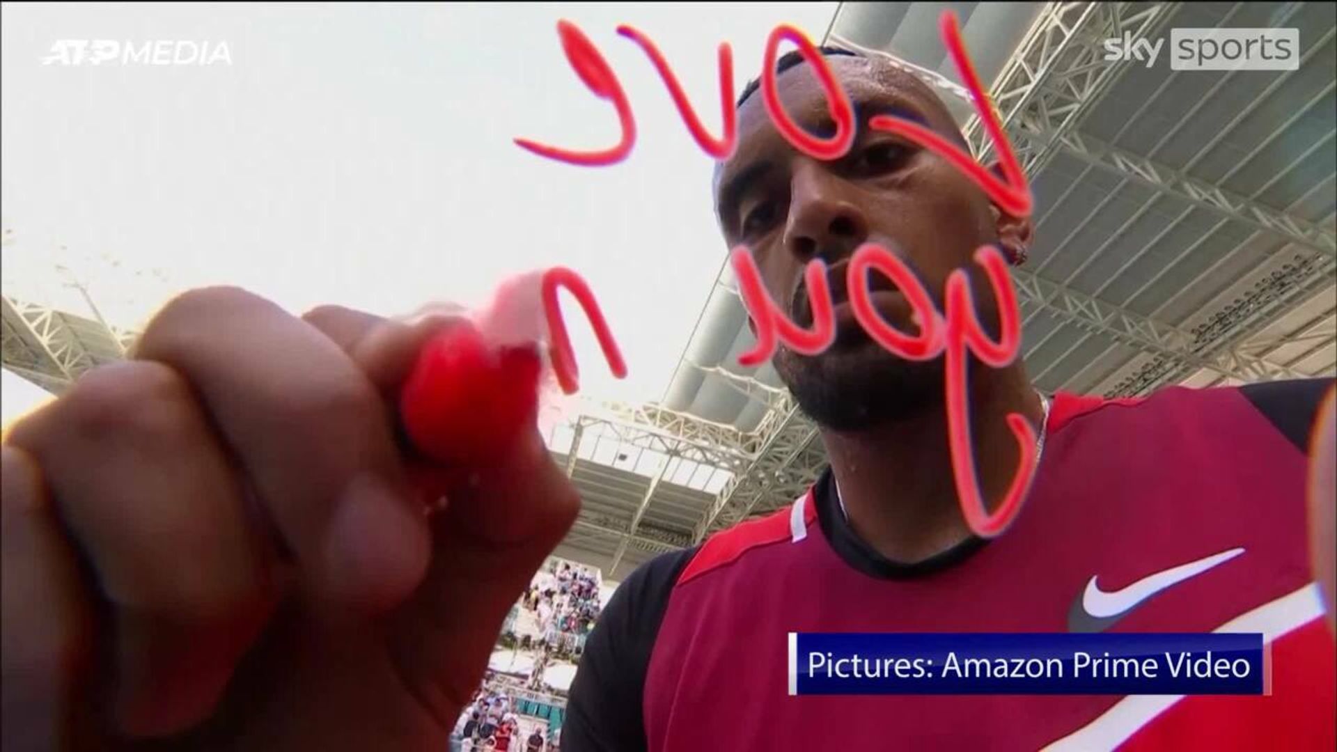 'Love you mum' - Kyrgios signs camera after win