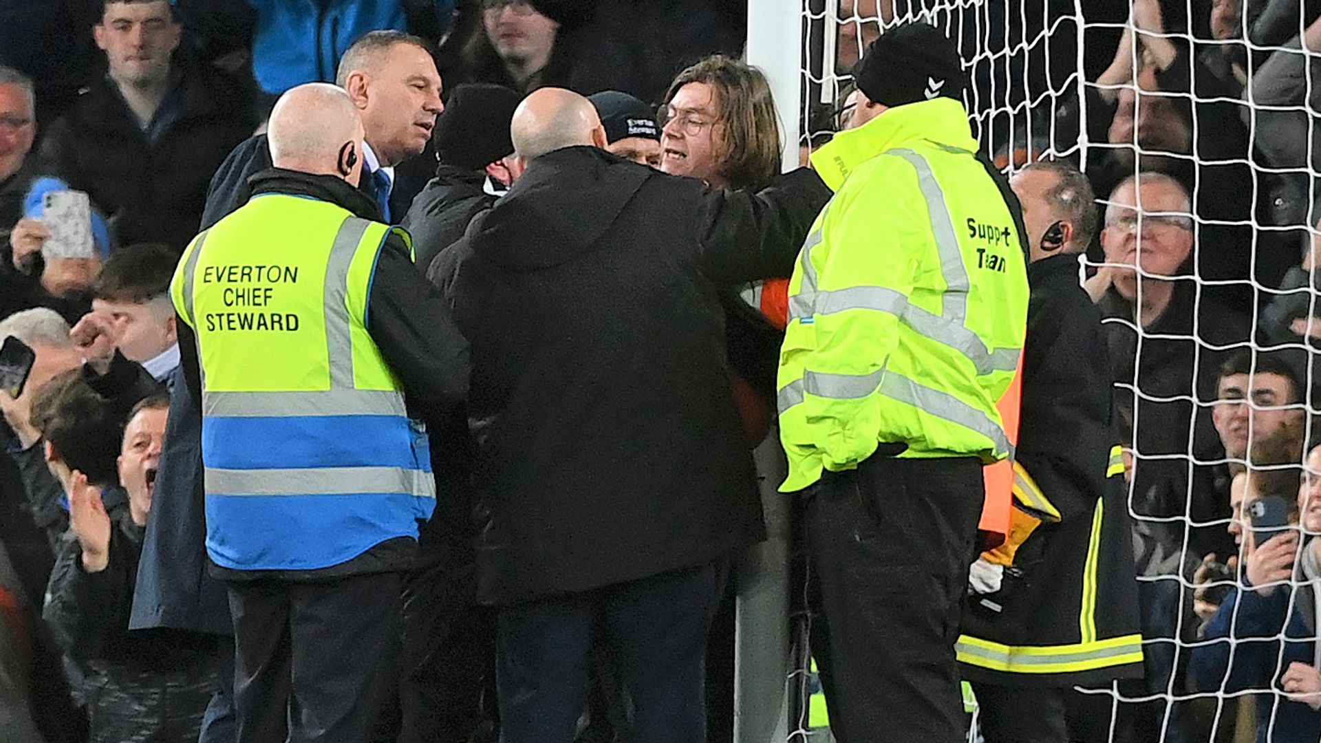 Everton vs Newcastle delayed after man ties himself to post
