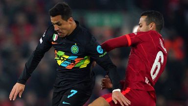 Alexis Sanchez was sent off for a second bookable offence two minutes after Lautaro Martinez had given Inter Milan hope at Liverpool