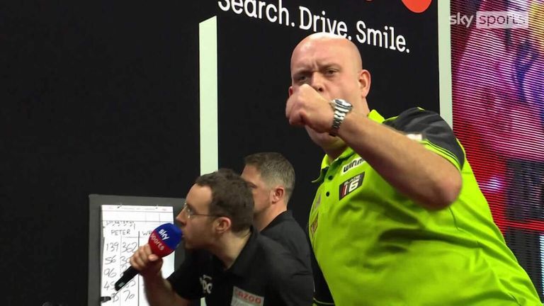 Van Gerwen broke Wright with this majestic 134 checkout in the final