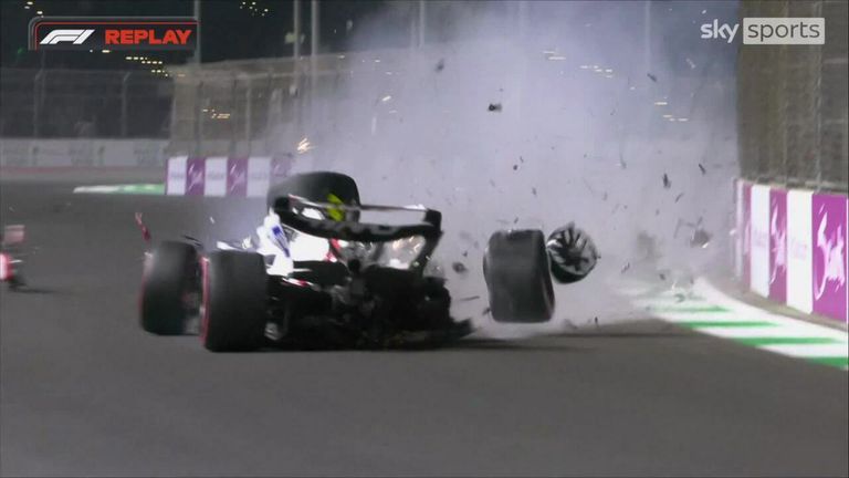 Haas driver Mick Schumacher suffered a big crash in Q2 in Saudi Arabia