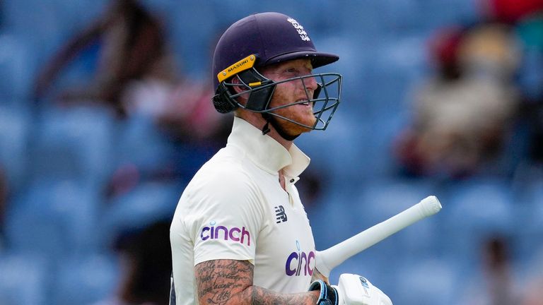 Ben Stokes fell four four as England's batting fell apart again in the second innings on day three in Grenada 