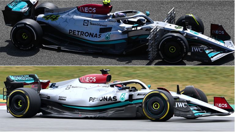 The Mercedes in Bahrain (above) compared to the Mercedes from Barcelona (below)