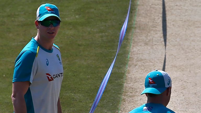 Steve Smith, left, was seen practicing on Tuesday ahead of the opening Test 