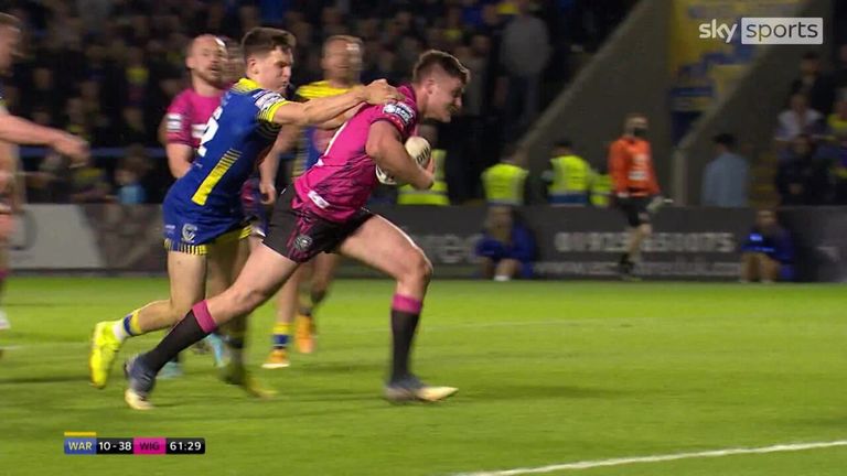 Ethan Havard piled on the misery for Warrington as he got Wigan's seventh try of the game