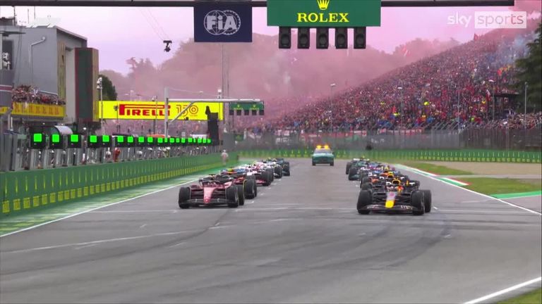 Verstappen takes the lead of the Emilia Romagna Grand Prix off the start while Carlos Sainz collides with Daniel Ricciardo and is out or the race