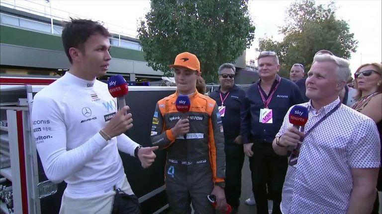 Lando Norris and Alex Albon discuss their car's performances after a dramatic race at the Australian Grand Prix.  